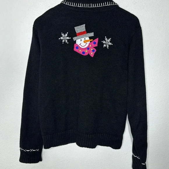 Crystal Kobe Christmas Snowman snow flakes zipper sweater size Medium - Picture 3 of 4
